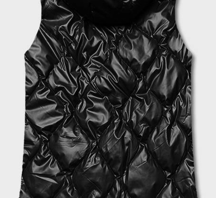 Černá dámská vesta s kapucí (B8149-1)