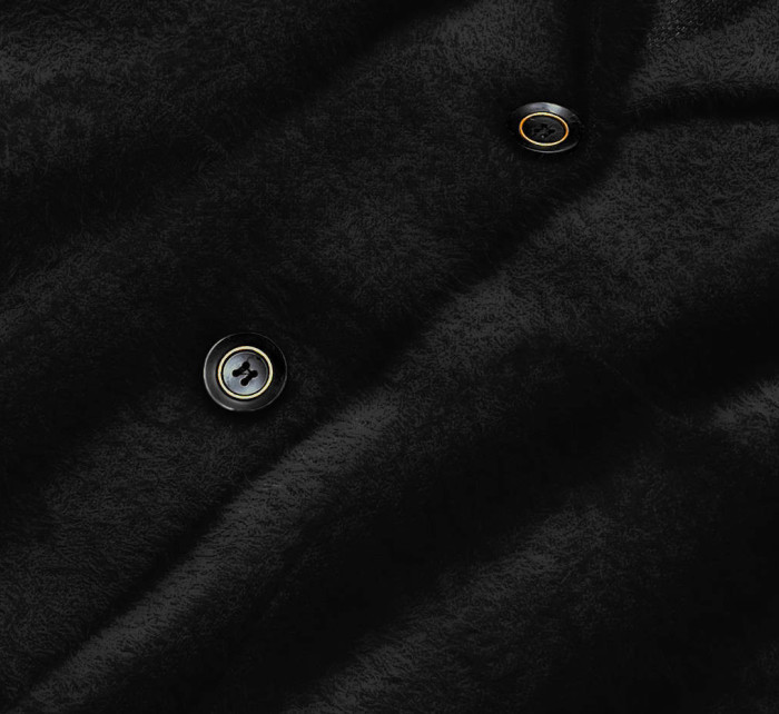 Krátký černý vlněný přehoz přes oblečení typu alpaka (7108-1)