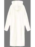 Dlouhý vlněný přehoz přes oblečení typu alpaka ve smetanové barvě s kapucí (M105-1)