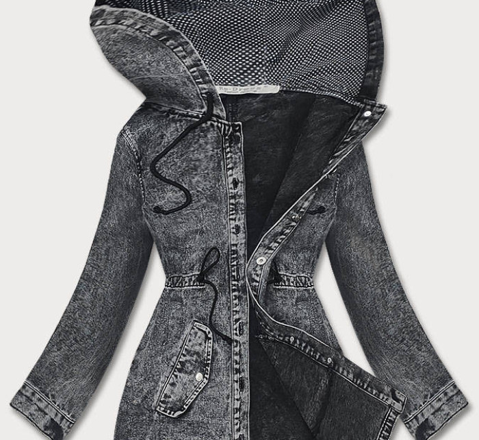 Černá dámská džínová bunda na knoflíky (C187)