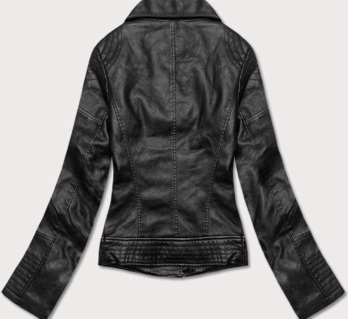 Černá dámská bunda z eko kůže (11Z8030)