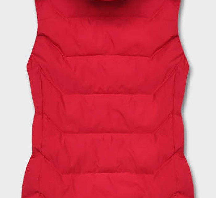 Červená dámská vesta s kapucí (R8133-4)