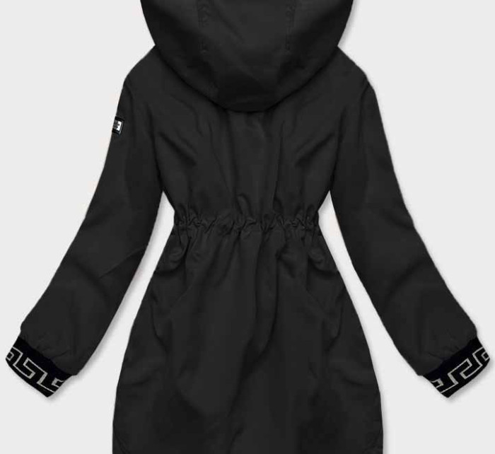 Tenká černá dámská bunda s ozdobnou lemovkou (B8141-1)