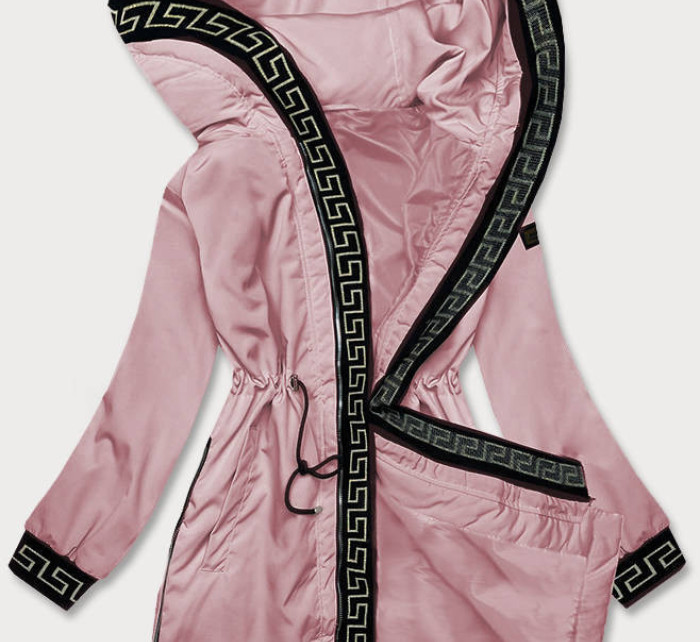 Bledě růžová tenká dámská bunda s ozdobnou lemovkou (B8141-81)