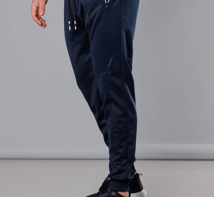 Tmavě modré pánské teplákové kalhoty se stahovacími lemy (8K167)