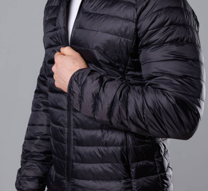 Černá pánská prošívaná bunda s kapucí (HM112-1)