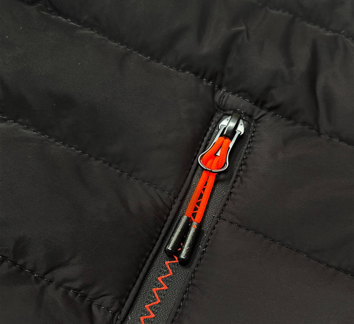 Černo-grafitová prošívaná dámská bunda s kapucí (8M912-392)