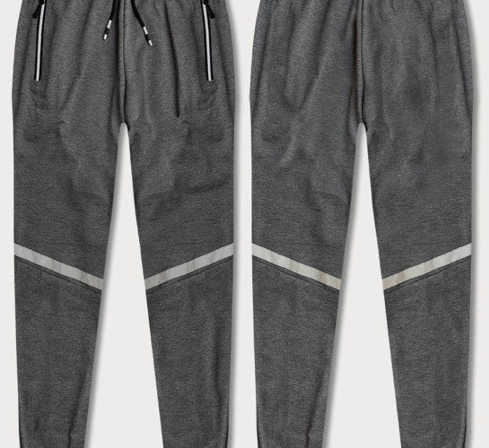 Šedé pánské teplákové kalhoty s reflexními prvky (8K189-5)