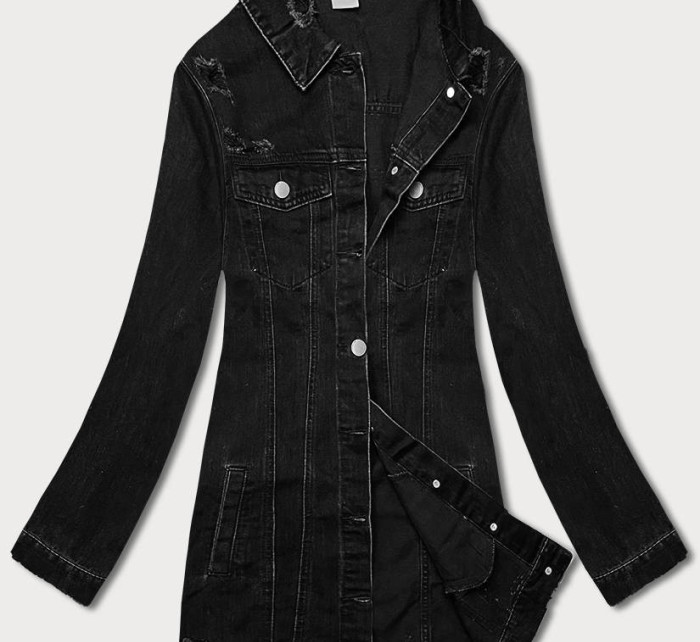 Černá dámská džínová bunda s protrženími (POP5910-K)