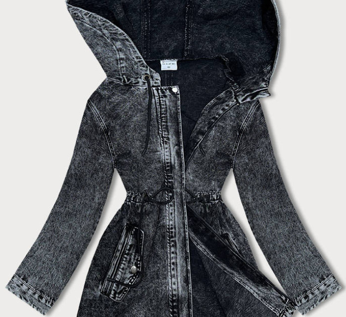 Volná černá džínová dámská denimová bunda (POP7065-K)