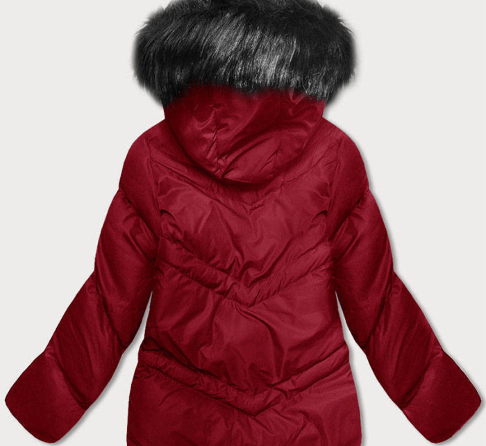 Červená dámská zimní bunda s kapucí (5M738-270)