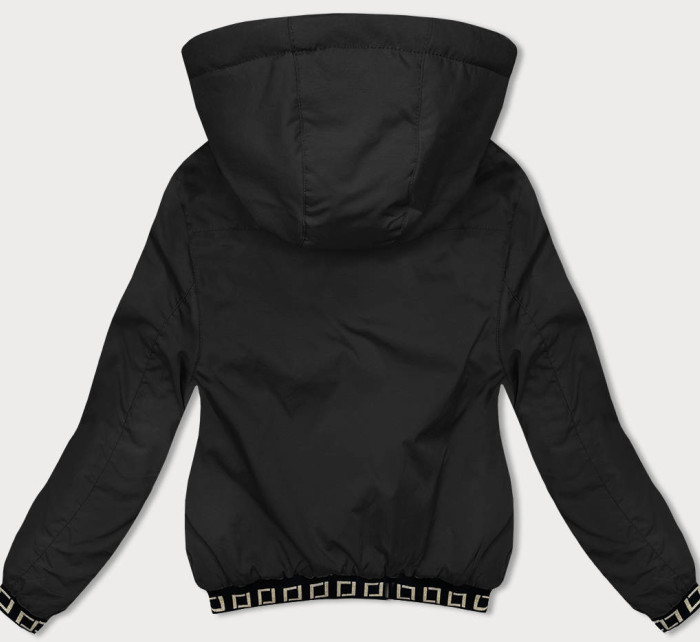 Krátká černá bunda s ozdobnými stahovacími lemy (16M9083-392)