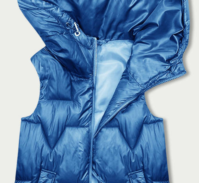 Světle modrá dámská vesta s kapucí (B8171-13)