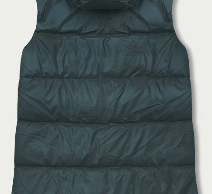 Tmavě zelená dámská vesta s kapucí (B8212-10)