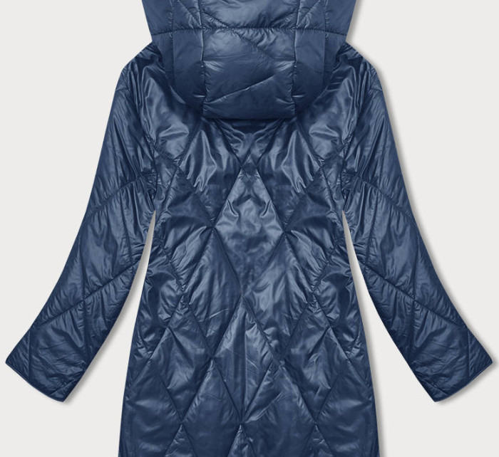 Modrá dámská bunda s ozdobnou kapucí (B8215-72)