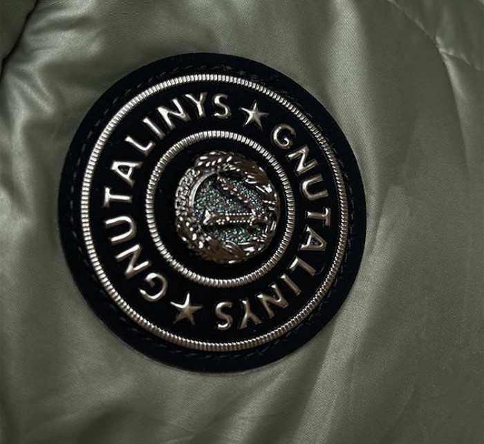 Krátká bunda v khaki barvě s látkovými rukávy (B8188-11)