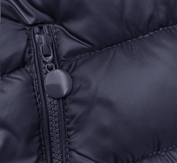 Tmavě modrá prošívaná dámská zimní bunda s kapucí (YP-22075-2)