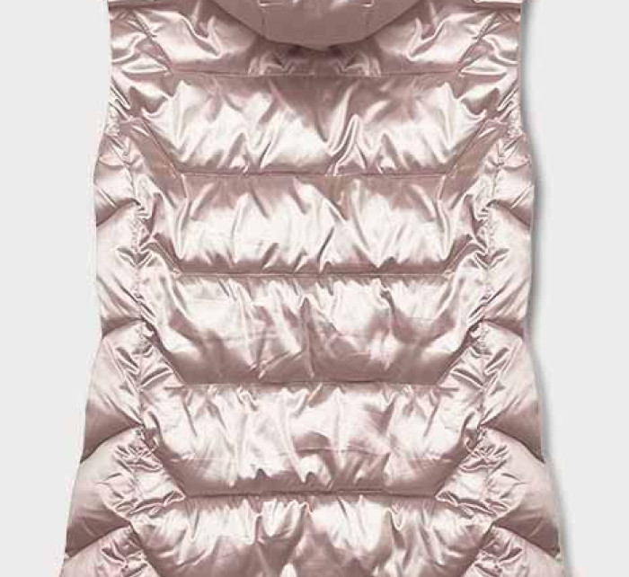 Perlově růžová dámská vesta s kapucí (B8107-51)