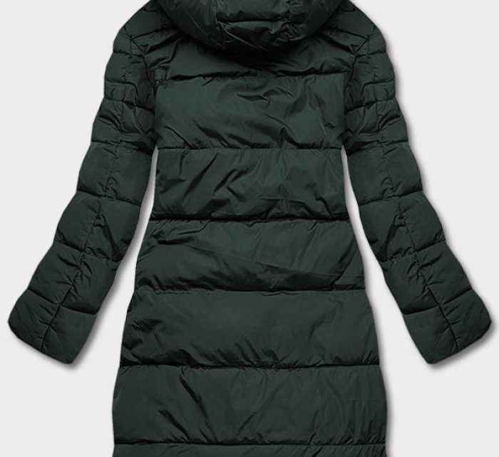 Tmavě zelená dlouhá dámská zimní bunda (2M-033)