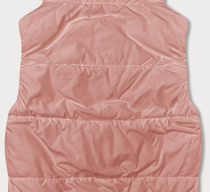 Růžová krátká dámská péřová vesta se stojáčkem (16M9092-51)