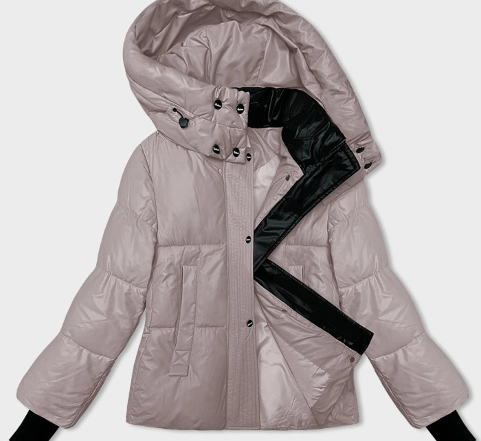 Světle růžová péřová dámská zimní bunda s kapucí Glakate (LU-238191#)