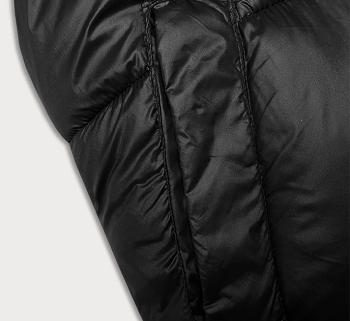 Krátká černá dámská vesta s kapucí J Style (5M3191-392)