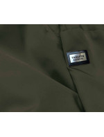 Tenká dámská bunda v khaki barvě s ozdobnou lemovkou (B8142-11)