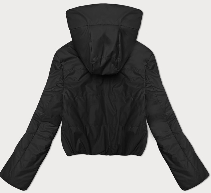Krátká černá dámská bunda s kapucí S'West (B8246-1)