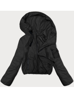 Krátká černá dámská bunda s kapucí S'West (B8246-1)