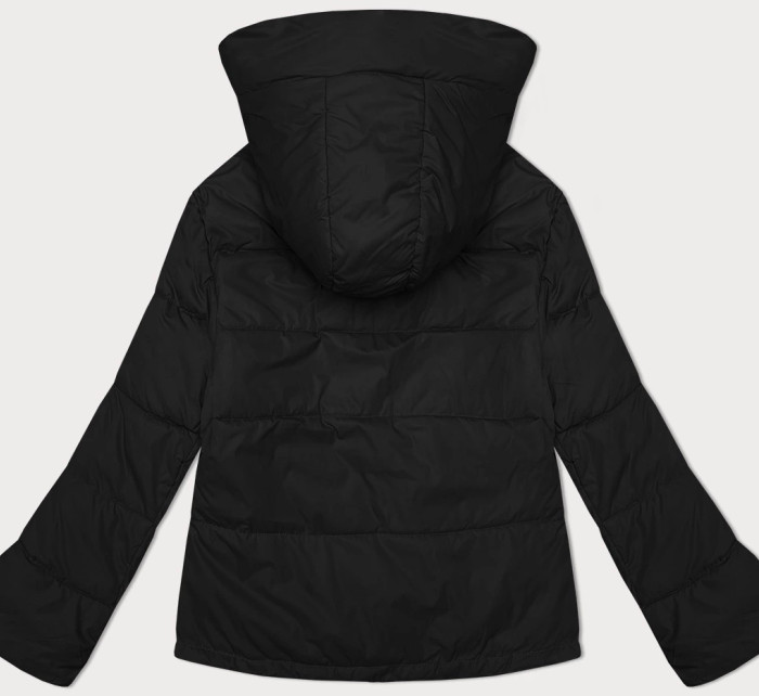 Volná černá dámská bunda s kapucí Miss TiTi (2360)