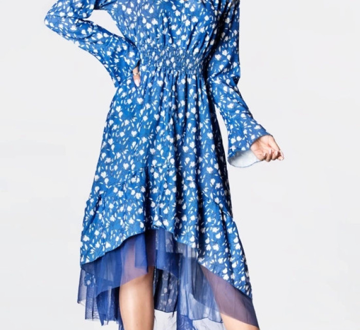 Světle modré vzdušné dámské šaty s ozdobnou spodní částí Ann Gissy (DLY017)