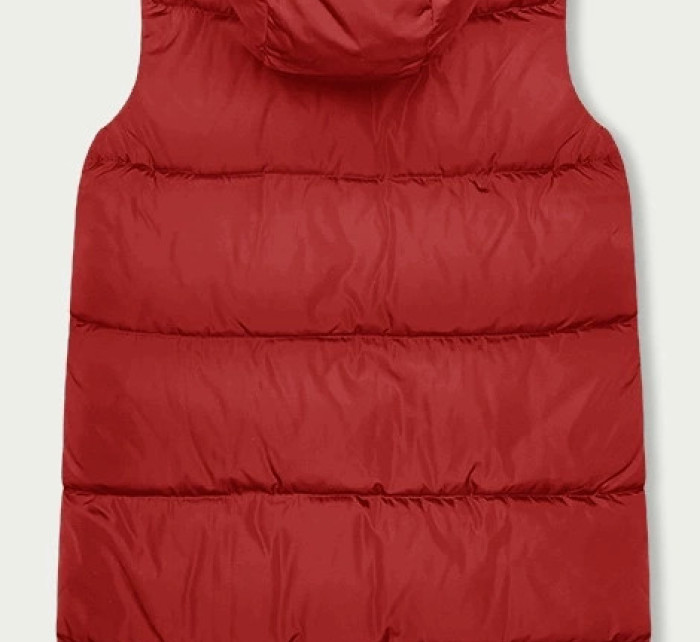 Červeno-béžová dlouhá dámská oboustranná vesta (B8248-4)