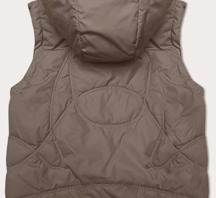 Volná béžová dámská vesta s kapucí (2655)