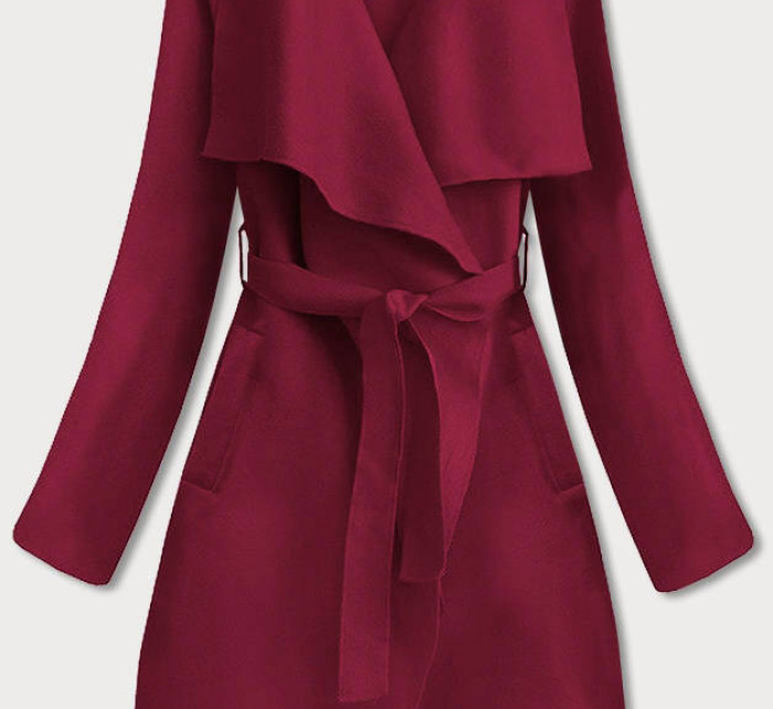 Minimalistický dámský kabát v tlumené červené barvě (747art)
