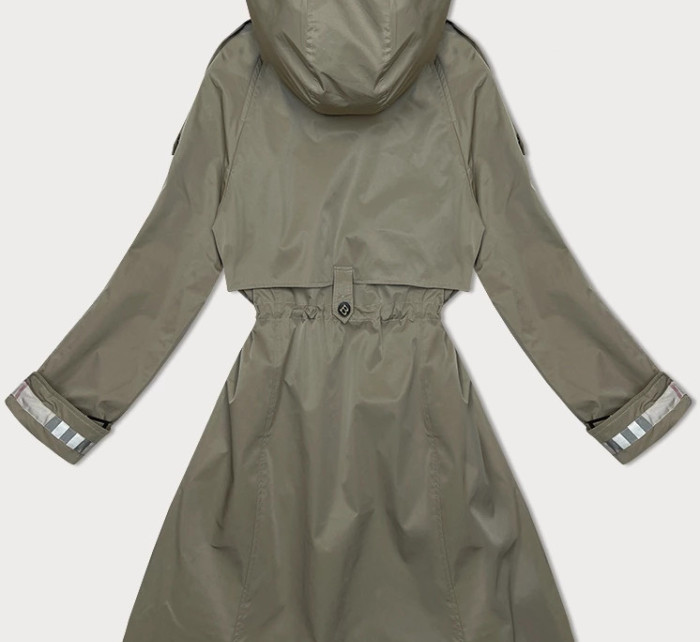 Tenká dámská bunda parka ve světlé khaki barvě s kapucí BH Forever (3) (BH-2403)