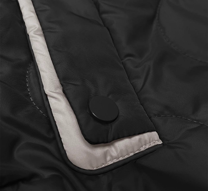 Krátká černá dámská vesta s odepínací kapucí BH Forever (BH-2414)