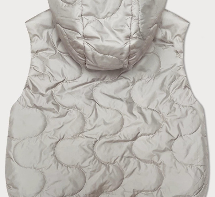 Světle béžová krátká dámská vesta s odepínací kapucí BH Forever (BH-2414BIG)