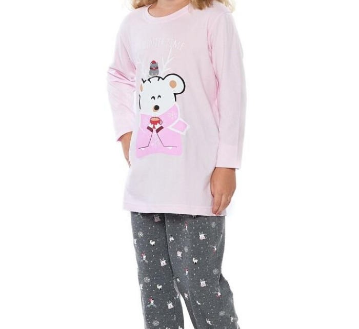 Dívčí pyžamo Winter růžové s medvídkem