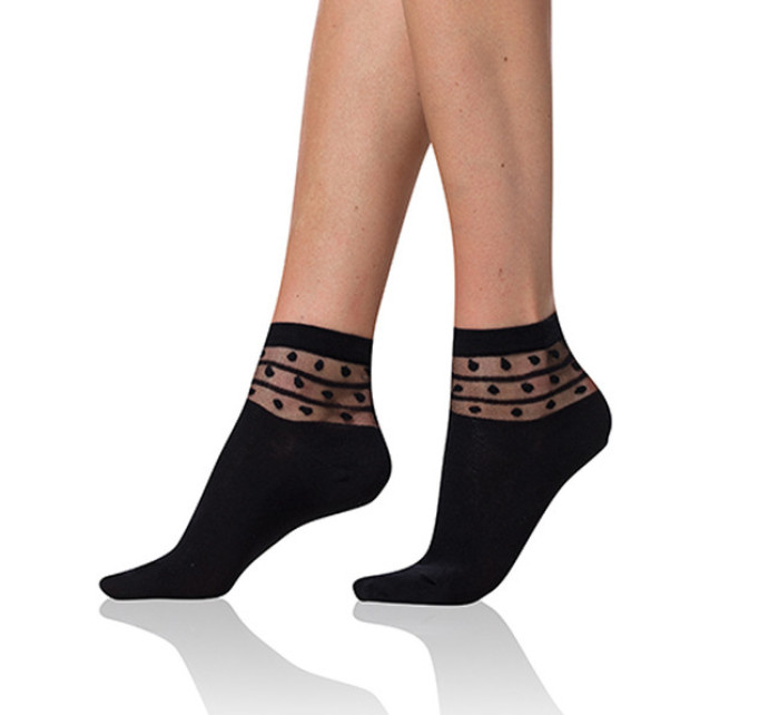 Dámské ponožky s ozdobným lemem TRENDY COTTON SOCKS - BELLINDA - černá