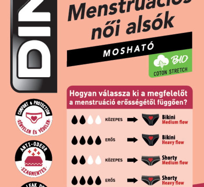 Bavlněné menstruační kalhotky MENSTRUAL BOXER NORMAL - BELLINDA - černá