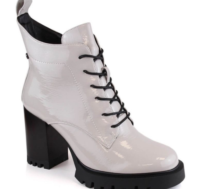 Zateplené boty D&A S na podpatku.Barski Premium Collection W OLI234A šedá
