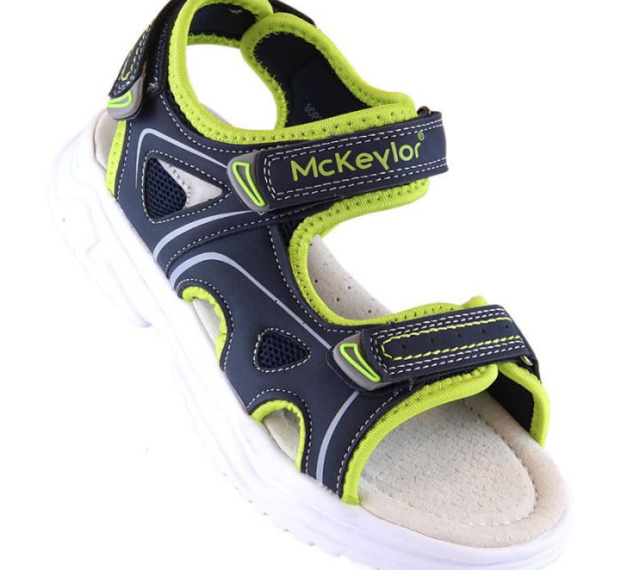 McKeylor Jr JAN229B Sandály na suchý zip tmavě modré a zelené