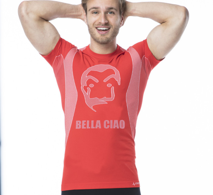 Pánské funkční tričko s krátkým rukávem IRON-IC - Bella Ciao - červená Barva: Červená, Velikost: