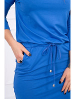 Viskózové šaty s vázáním v pase chrpově modré