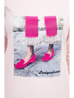 3D grafické šaty se zirkony v růžové barvě