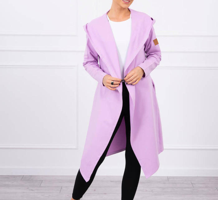 Dlouhý kabát s kapucí fialový