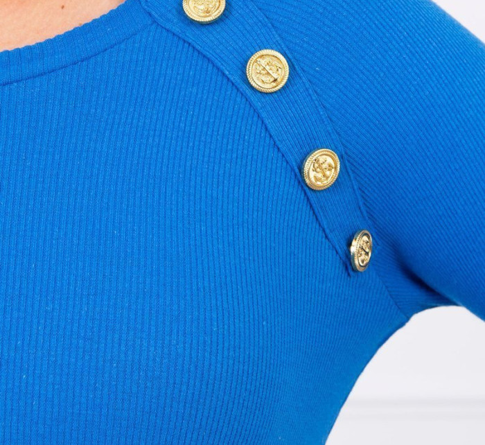 Šaty s ozdobnými knoflíky chrpově modré barvy