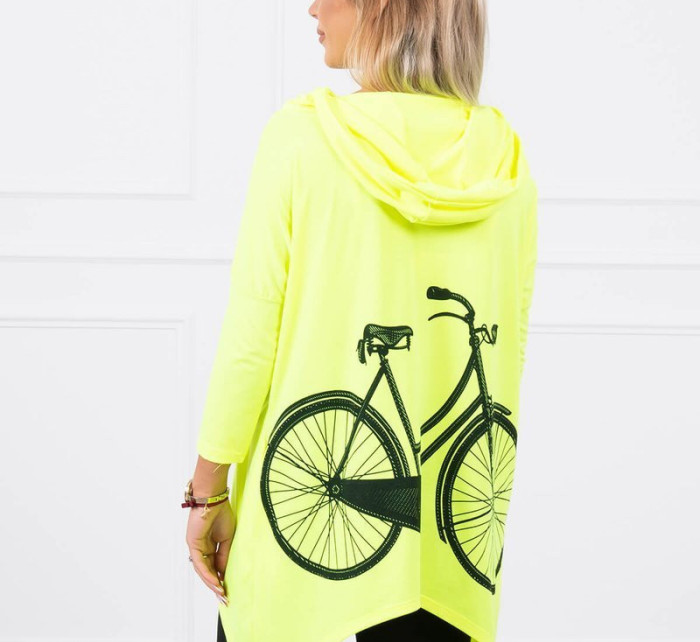 Mikina s potiskem kola žlutá neonová