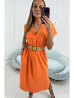 Šaty s ozdobným páskem oranžové