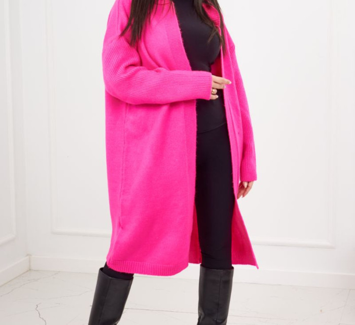 Kardigan s kapucí růžový neon